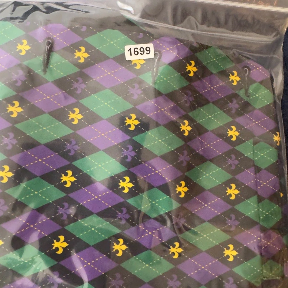 1699 | NWT Mardi Gras New Orleans Harlequin Fleur De Lis Vest Set Purple M